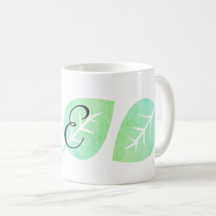 Niedliche Aquarellfarbe Leaf Abstrakte Mit Monogra Kaffeetasse