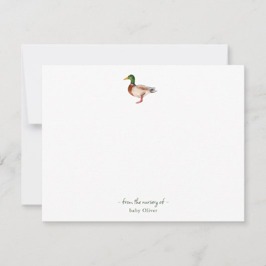Niedliche Aquarellfarbe Mallard Baby Danke Karte (Vorderseite)