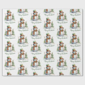 Niedliche Aquarellfarbe Moderner Roter Schneemann  Geschenkpapier (Flach)