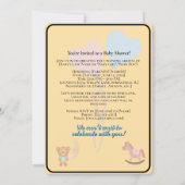 Niedliche Aquarellfarbe Personalisiert Babydusche  Einladung (Rückseite)