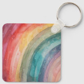 Niedliche Aquarellfarbe Personalisiert Regenbogen Schlüsselanhänger (Rückseite)