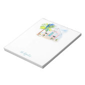 Niedliche Aquarellfarbe Pink Beach House Note Pads Notizblock (Rotiert)