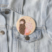 niedliche Aquarellfarbe Rosa Blume Monograviert fü Button (Beispiel)