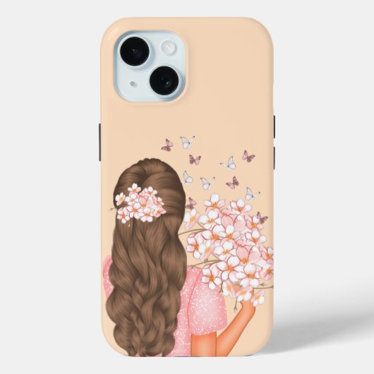 niedliche Aquarellfarbe Rosa Blume Monograviert fü Case-Mate iPhone Hülle (Rückseite)