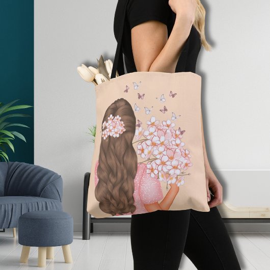 Niedliche Aquarellfarbe Rosa Blume Monograviert fü Tasche