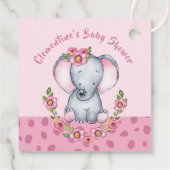 Niedliche Aquarellfarbe Rosa Blütenlephant Babydus Geschenkanhänger (Rückseite)