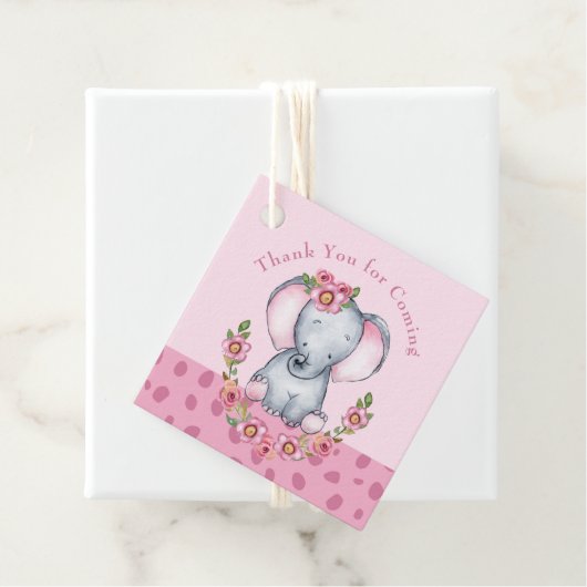 Niedliche Aquarellfarbe Rosa Blütenlephant Babydus Geschenkanhänger (Beispiel)
