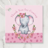 Niedliche Aquarellfarbe Rosa Blütenlephant Babydus Geschenkanhänger (Vorderseite)