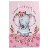 Niedliche Aquarellfarbe Rosa Blütenlephant Babydus Mittlere Geschenktüte (Rückseite)