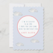 Niedliche Aquarellfarbe Sonne im Heißluftballon Einladung (Rückseite)