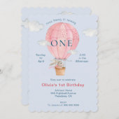 Niedliche Aquarellfarbe Sonne im Heißluftballon Einladung (Vorne/Hinten)