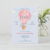 Niedliche Aquarellfarbe Sonne im Heißluftballon Einladung (Stehend Vorderseite)