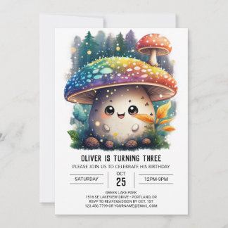 Niedliche Aquarellfarbe Toadstool Geburtstag Einla Einladung