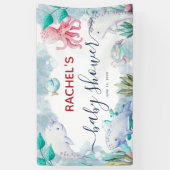 Niedliche Aquarellfarbe unter der Meerwasserdusche Banner (Vertikal)