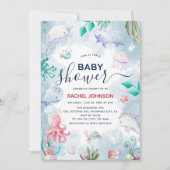 Niedliche Aquarellfarbe unter der Meerwasserdusche Einladung (Vorderseite)