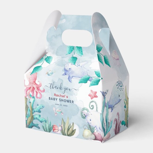 Niedliche Aquarellfarbe unter der Meerwasserdusche Geschenkschachtel (Rückseite)