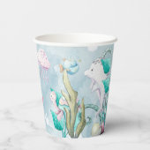 Niedliche Aquarellfarbe unter der Meerwasserdusche Pappbecher (Rückseite)