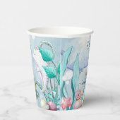 Niedliche Aquarellfarbe unter der Meerwasserdusche Pappbecher (Rechts)