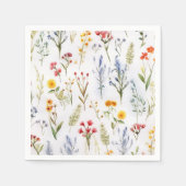 Niedliche Aquarellfarbe Wildblume Botanisches Brau Serviette (Vorderseite)