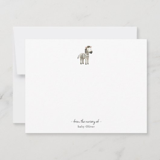 Niedliche Aquarellfarbe Zebra Baby Danke Karte (Vorderseite)