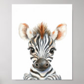 Niedliche Aquarellfarben Baby Zebra Kinderzimmer D Poster (Vorne)