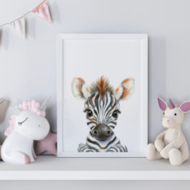 Niedliche Aquarellfarben Baby Zebra Kinderzimmer D Poster