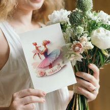 Niedliche Aquarellfarben Ballerina Mama Postkarte