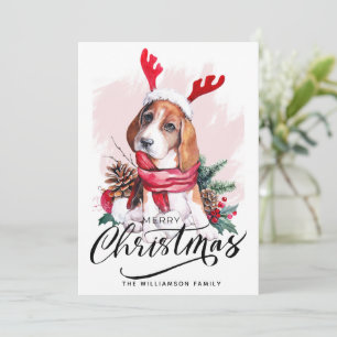Niedliche Aquarellfarben Beagle Hunde Weihnachtska Feiertagskarte