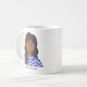 Niedliche Aquarellfarben Cartoon Frauenportrait Kaffeetasse (Vorderseite Links)