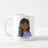 Niedliche Aquarellfarben Cartoon Frauenportrait Kaffeetasse (Links)