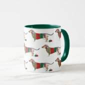 Niedliche Aquarellfarben-Dackel im Weihnachtsjumpe Tasse (VorderseiteRechts)