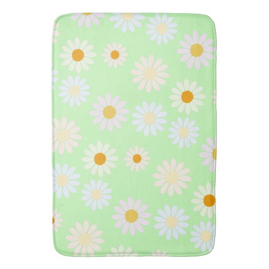Niedliche Aquarellfarben Daisy Pattern Grün Badematte (Vorderseite Vertikal)
