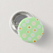 Niedliche Aquarellfarben Daisy Pattern Grün Button (Vorne & Hinten)
