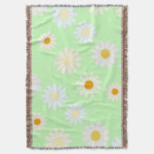 Niedliche Aquarellfarben Daisy Pattern Grün Decke (Vorderseite Vertikal)