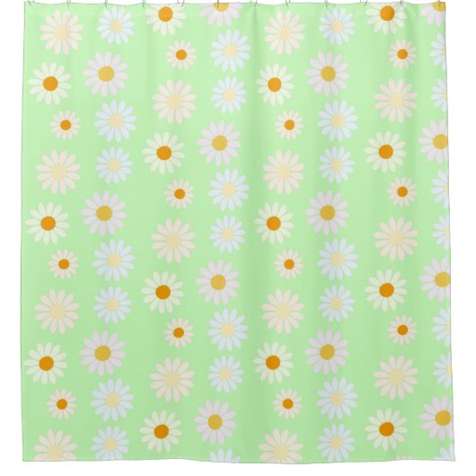 Niedliche Aquarellfarben Daisy Pattern Grün Duschvorhang (Vorderseite)