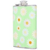 Niedliche Aquarellfarben Daisy Pattern Grün Flachmann (Links)