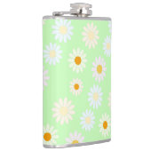 Niedliche Aquarellfarben Daisy Pattern Grün Flachmann (Rechts)