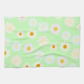 Niedliche Aquarellfarben Daisy Pattern Grün Geschirrtuch (Horizontal)