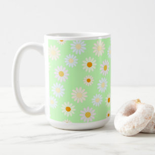 Niedliche Aquarellfarben Daisy Pattern Grün Kaffeetasse