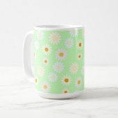 Niedliche Aquarellfarben Daisy Pattern Grün Kaffeetasse (Vorderseite Links)