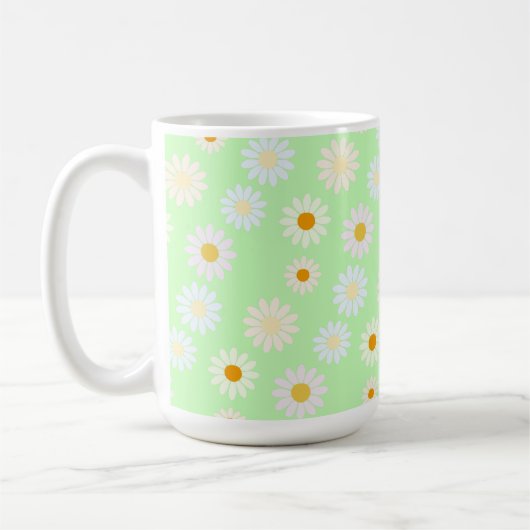 Niedliche Aquarellfarben Daisy Pattern Grün Kaffeetasse (Links)