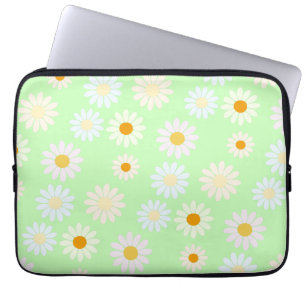 Niedliche Aquarellfarben Daisy Pattern Grün Laptopschutzhülle