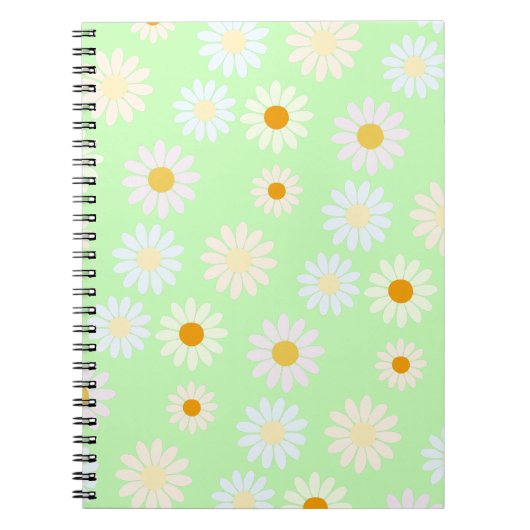 Niedliche Aquarellfarben Daisy Pattern Grün Notizblock (Vorderseite)