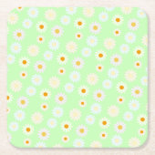 Niedliche Aquarellfarben Daisy Pattern Grün Rechteckiger Pappuntersetzer (Vorderseite)