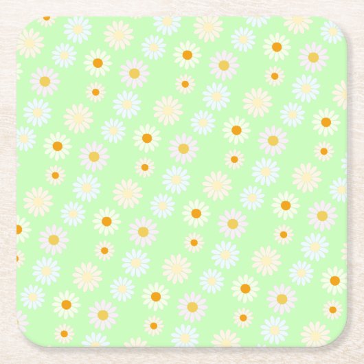 Niedliche Aquarellfarben Daisy Pattern Grün Rechteckiger Pappuntersetzer (Vorderseite)