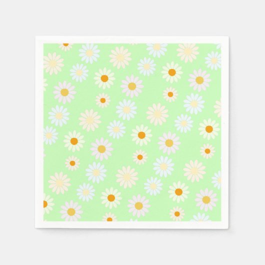 Niedliche Aquarellfarben Daisy Pattern Grün Serviette (Vorderseite)