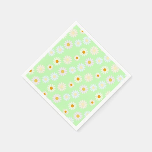 Niedliche Aquarellfarben Daisy Pattern Grün Serviette (Ecke)