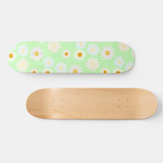 Niedliche Aquarellfarben Daisy Pattern Grün Skateboard (Horizontal)