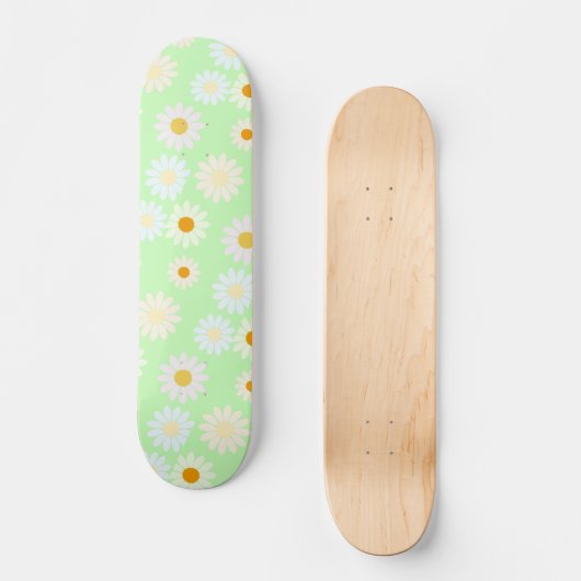Niedliche Aquarellfarben Daisy Pattern Grün Skateboard (Vorderseite)