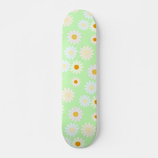 Niedliche Aquarellfarben Daisy Pattern Grün Skateboard (Vorne)